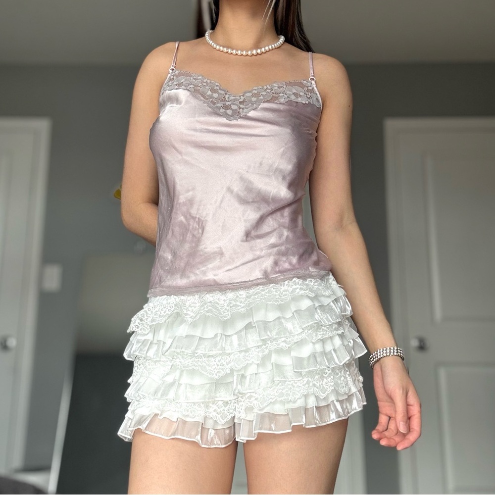 Y2K Victoria’s Secret Baby Pink Lace Trim Silky Cami
